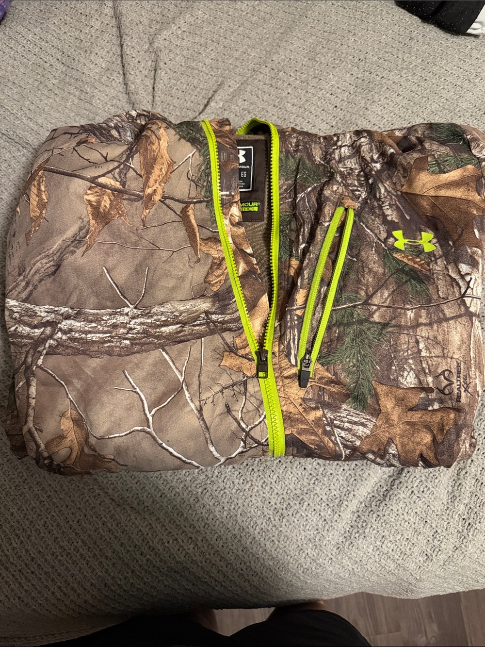 Under Armour Realtree Camo Jacket with Neon Yellow-Green Accents